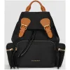 博百利/Burberry 女士 The Rucksack - 中号功能性尼龙拼皮革军旅背包 (黑色) 40166221