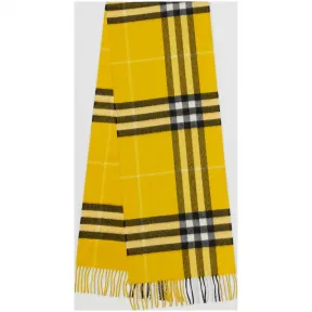 博百利/Burberry 男士 经典格纹羊绒围巾 (金雀花黄)  40305011