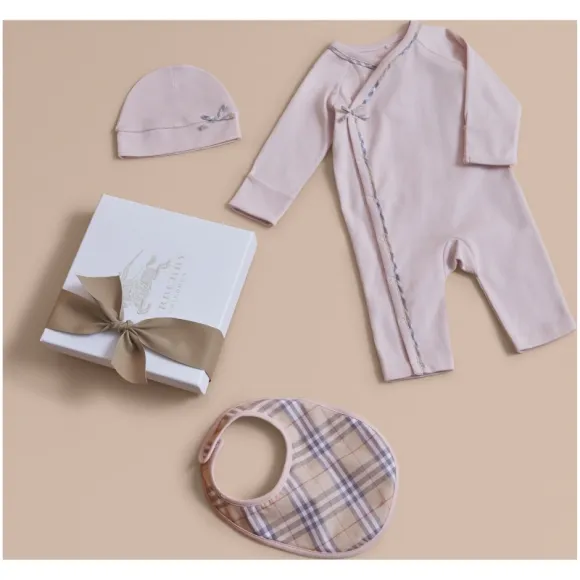 博百利/Burberry 儿童用品 棉质三件套婴儿礼盒 (蜜粉红) - 童装  40375771