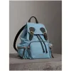 博百利/Burberry 女士 The Rucksack - 中号功能性尼龙拼皮革军旅背包 (浅蓝铃草色) 40513561