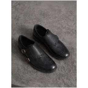 博百利/Burberry 女士 镂空装饰皮革孟克鞋 (黑色) 40603361