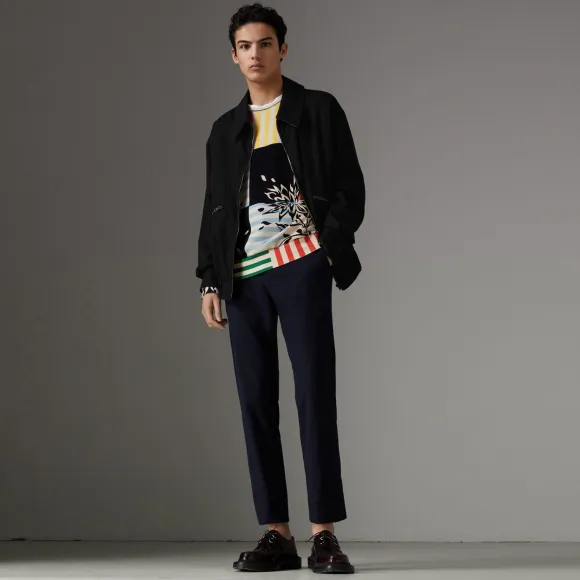 博百利/Burberry 男士 轻薄嘎巴甸哈林顿外套 (黑色) - 男士  40692831