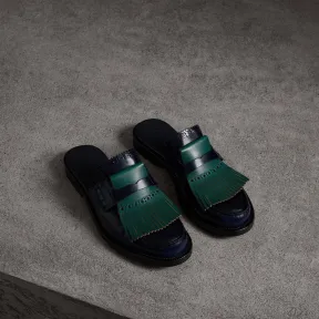 博百利/Burberry 女士 撞色流苏皮革穆勒鞋 (海军蓝) 40718711