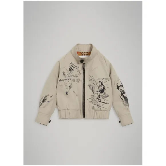 博百利/Burberry  冒险印花嘎巴甸哈林顿外套 (石色)  40725221