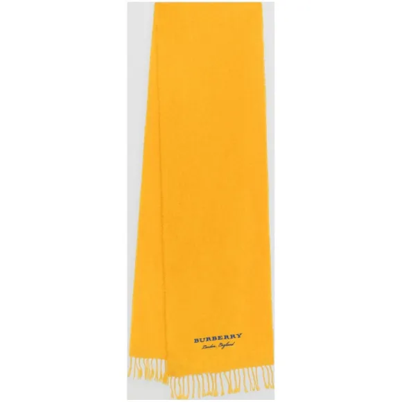 博百利/Burberry  刺绣羊绒绒头围巾 (藏红花黄)  40753611