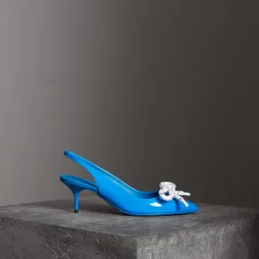 博百利/Burberry 女士 绳圈装饰漆皮露跟高跟鞋 (湛蓝色) 40757191