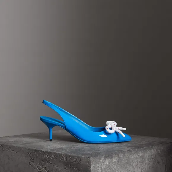 博百利/Burberry 女士 绳圈装饰漆皮露跟高跟鞋 (湛蓝色) 40757191