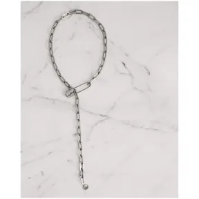 博百利/Burberry 女士 苏格兰裙别针镀钯金长链式吊坠项链 (钯金色) 40767781