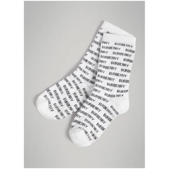 博百利/Burberry  徽标嵌花混纺棉袜 (白色)  40781731