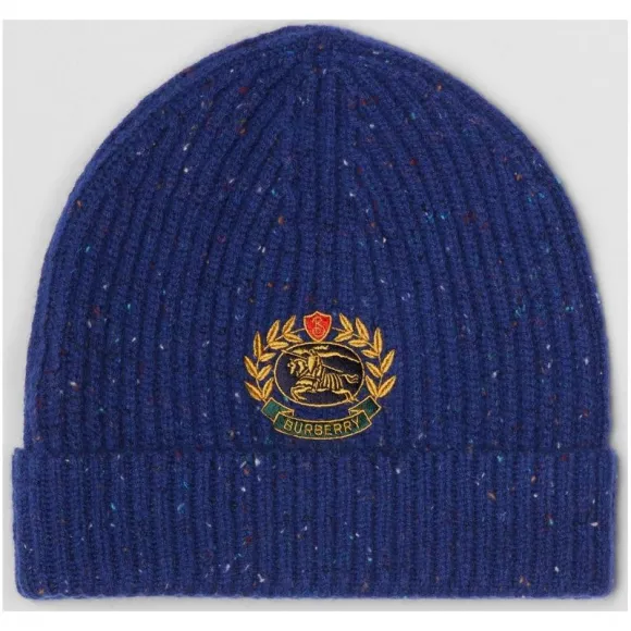 博百利/Burberry 女士 典藏绣标羊毛混纺帽 (海军蓝)  40785331
