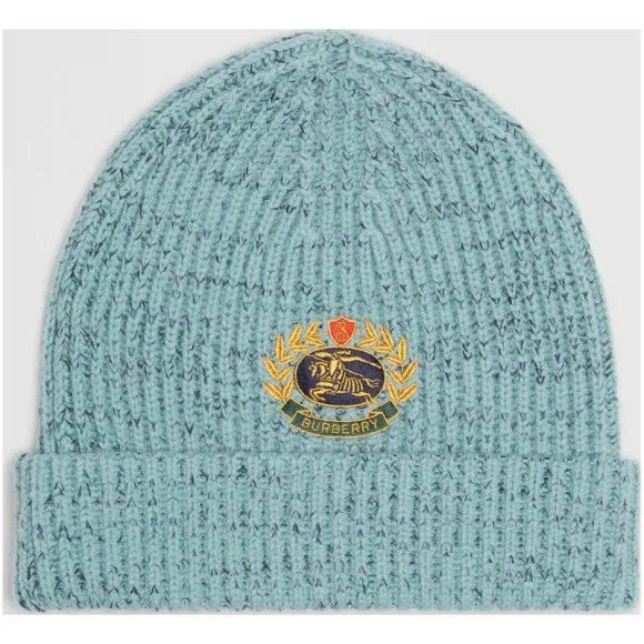 博百利/Burberry 女士 典藏绣标羊毛混纺帽 (蓝黄玉色)  40785341