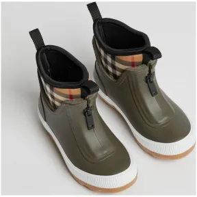 博百利/Burberry  Vintage 格纹橡胶雨靴 (军绿色)  40785911