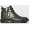 博百利/Burberry 男士 Vintage 格纹装饰皮革切尔西靴 (深绿色) - 男士  40786651