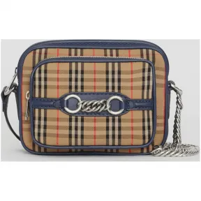 博百利/Burberry 女士 1983 格纹链环相机包 (墨蓝色) 40798791