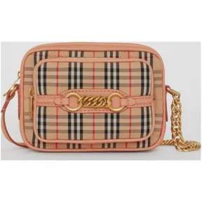 博百利/Burberry 女士 1983 格纹链环相机包 (蜜桃色) 40798811