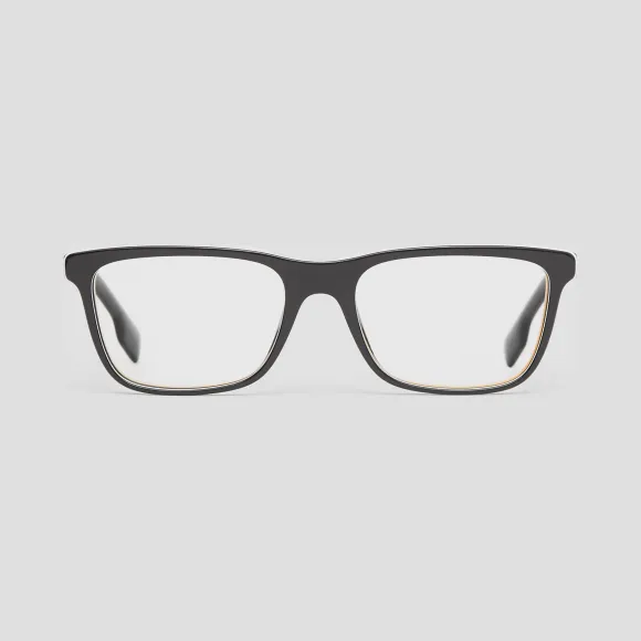 博百利/Burberry 男士 标志性条纹装饰长方形光学镜框 (黑色) 40805301