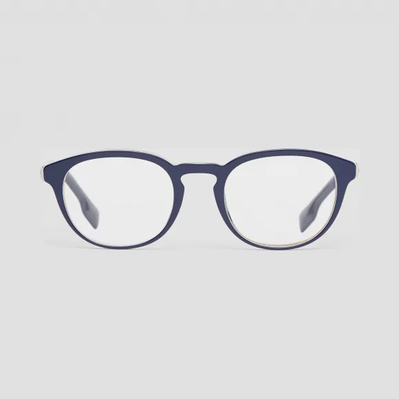 博百利/Burberry 男士 标志性条纹装饰圆弧形光学镜框 (蓝色) 40805651