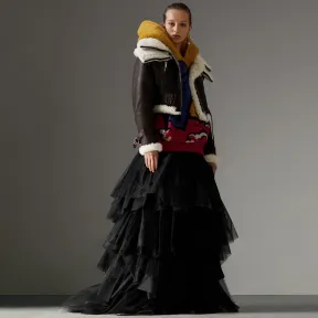 博百利/Burberry 女士 欧根纱拼薄纱长款塔裙 (黑色) 45482251