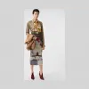 博百利/Burberry 女士 斑点印花裁片格纹丝质宽松衬衫  45669411