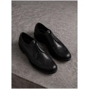 博百利/Burberry 男士 皮革德比布洛克鞋 (黑色) - 男士  80003161