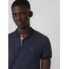博百利/Burberry 男士 格纹开襟棉质 Polo 衫 (海军蓝) - 男士  80009171