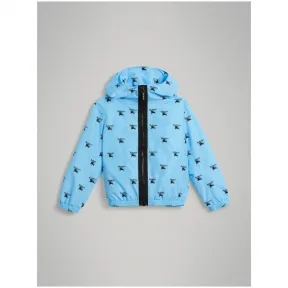 博百利/Burberry  典藏徽标印花轻盈连帽外套 (天空蓝)  80020841