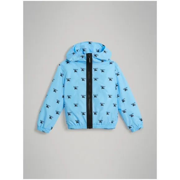 博百利/Burberry  典藏徽标印花轻盈连帽外套 (天空蓝)  80020841