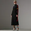 博百利/Burberry 女士 拼色装饰平织高领连衣裙 (黑色) 80021971
