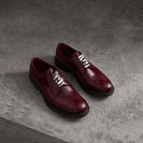 博百利/Burberry 男士 手绘系带皮革布洛克鞋 (黑檀木红色) - 男士  80023101