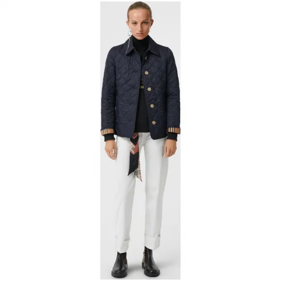博百利/Burberry 女士 菱形绗缝外套 (海军蓝) 80025461