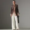 博百利/Burberry 女士 短袖典藏砖式印花棉质衬衫 (粉红色) 80030021