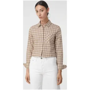 博百利/Burberry 女士 格纹棉质衬衫 (冰晶粉红) 80031201