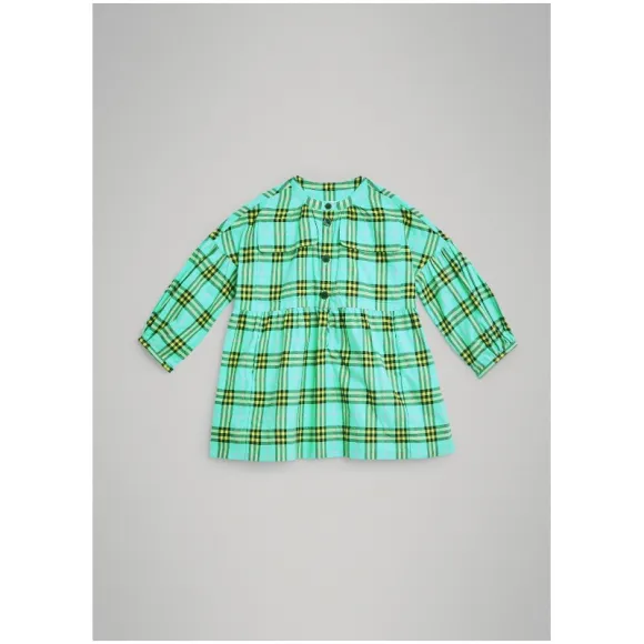 博百利/Burberry  格纹棉质法兰绒连衣裙 (浅绿松石色)  80032141