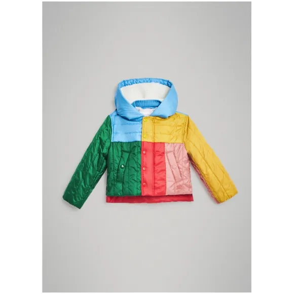 博百利/Burberry  拼色绗缝连帽羽绒外套 (亮橙红色)  80034651