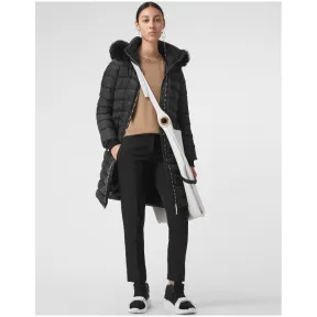 博百利/Burberry 女士 可拆式毛羊皮装饰羽绒服 (黑色) 80035371