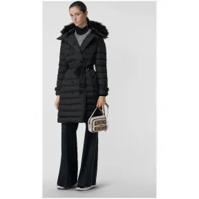 博百利/Burberry 女士 可拆式连帽羽绒服 (黑色) 80038441