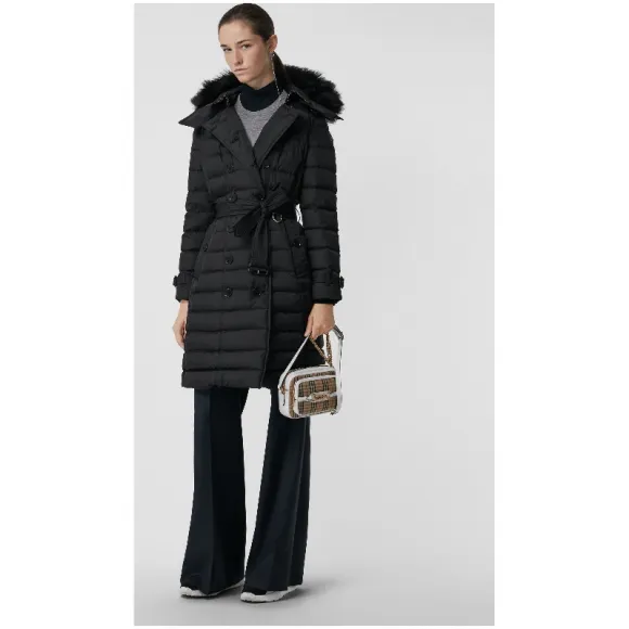 博百利/Burberry 女士 可拆式连帽羽绒服 (黑色) 80038441