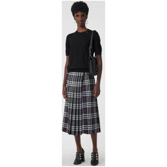 博百利/Burberry 女士 水手领美利奴羊毛衫 (黑色) 80040061