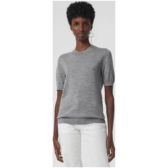 博百利/Burberry 女士 水手领美利奴羊毛衫 (麻灰色) 80040081