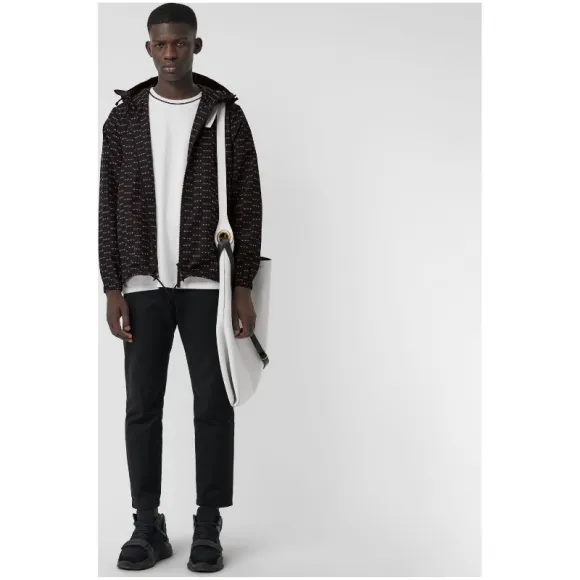 博百利/Burberry 男士 典藏徽标印花轻盈连帽外套 (黑色) - 男士  80040951