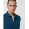 博百利/Burberry 男士 格纹开襟棉质 Polo 衫 (深水鸭色) - 男士  80043521