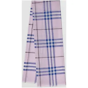 博百利/Burberry 男士 轻盈格纹丝毛混纺围巾 (浅兰花色)  80045211