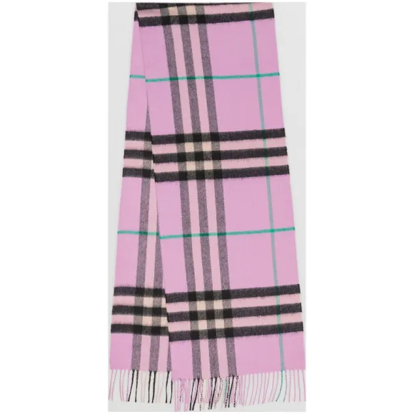 博百利/Burberry 男士 经典格纹羊绒围巾 (浅石南花色)  80045981