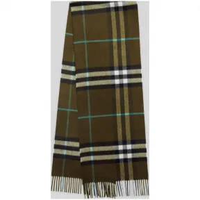 博百利/Burberry 男士 经典格纹羊绒围巾 (古典绿色)  80047021