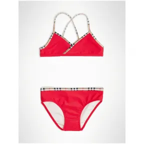 博百利/Burberry 儿童用品 格纹装饰比基尼 (罂粟红) - 女童装  80051371