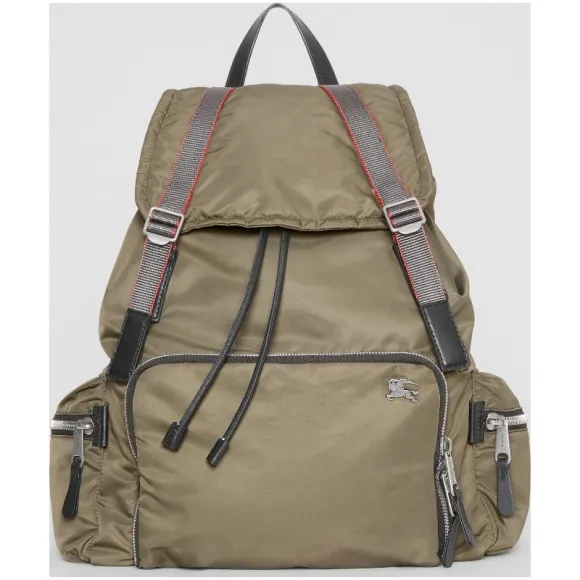博百利/Burberry 男士 The Rucksack - 大号飞行员尼龙军旅背包 (灰绿色) - 男士  80053741