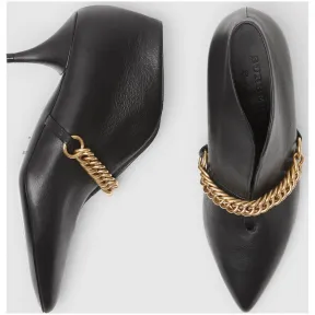 博百利/Burberry 女士 链环装饰皮革及踝靴 (黑色) 80056291