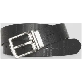 博百利/Burberry 男士 双面两用格纹马术骑士图案皮革腰带 (黑色) - 男士  80060871