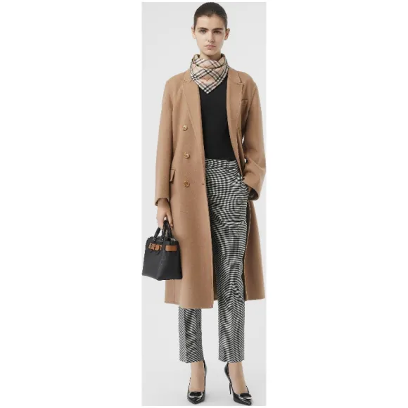 博百利/Burberry 女士 千鸟格羊毛九分量裁长裤 (黑色) 80061711