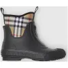 博百利/Burberry 女士 Vintage 格纹橡胶雨靴 (黑色) 80070331